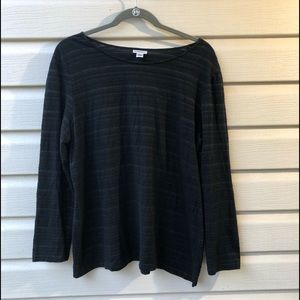 😊 XL Croft & Barrow Black Metallic Stripe Top